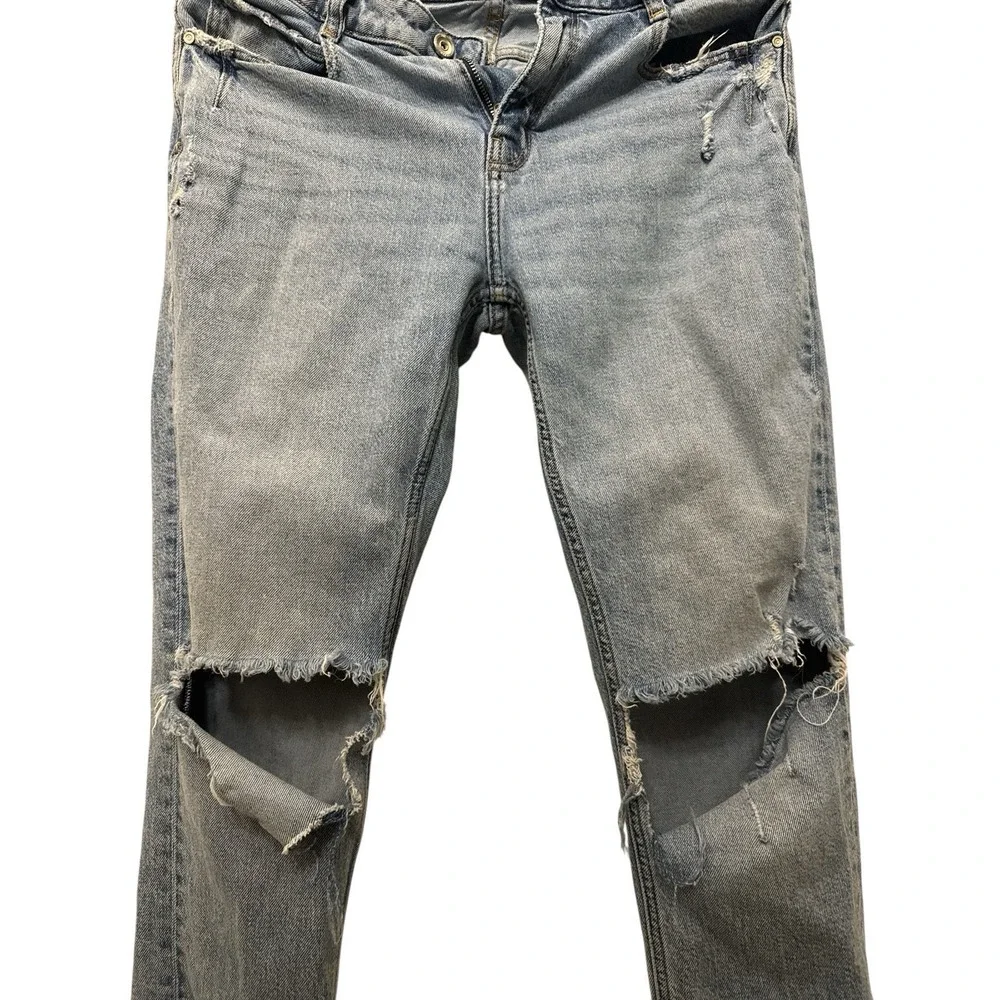 ZARA Womens Distressed Skinny Slim Jeans Size‎ 6 Denim Pants Blue